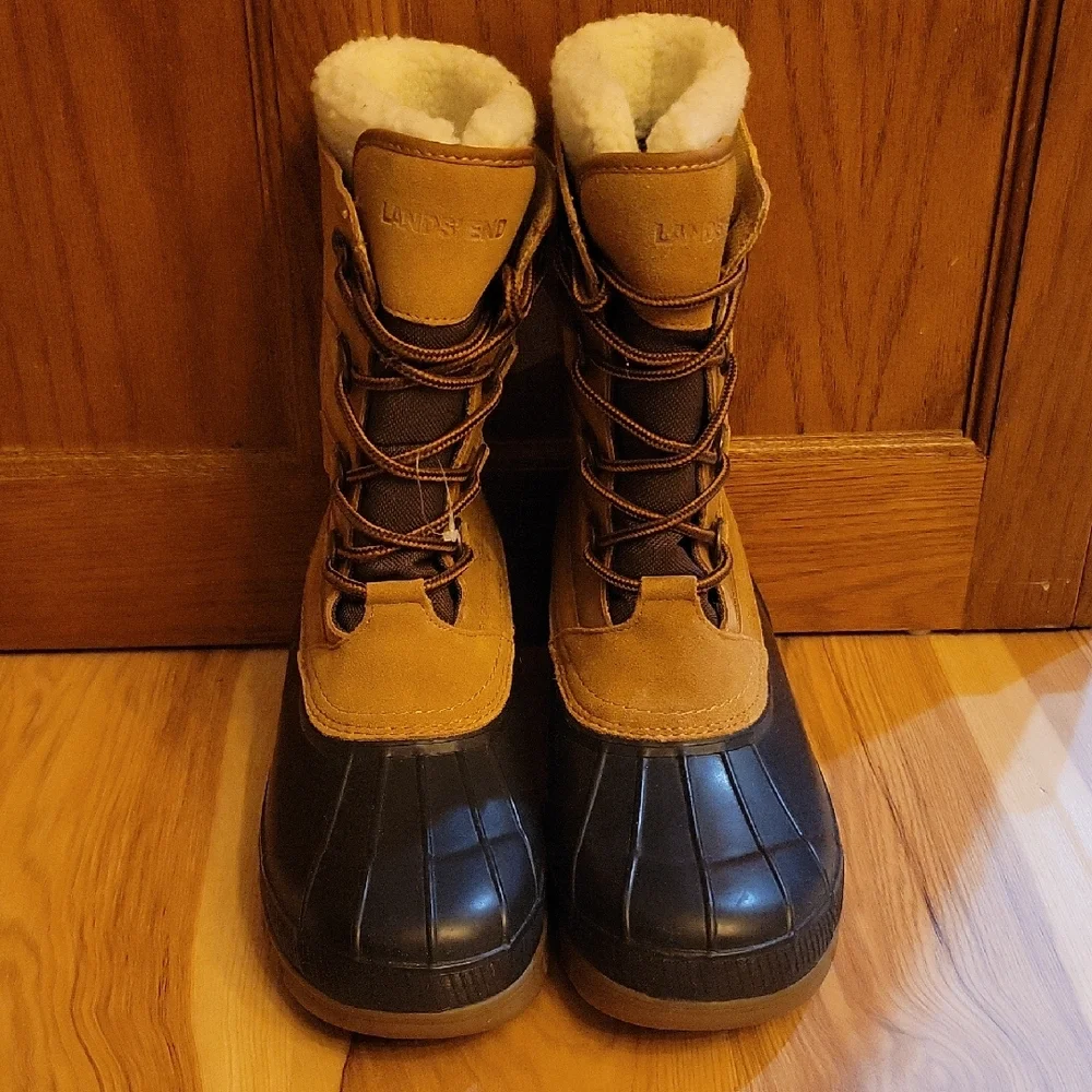 Lands' End Men's' Brown and Black Winter Boots - Picture 1 of 4